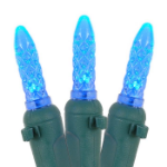 Blue LED Icicle Lights on Green Wire 150 Bulbs