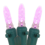 Pink LED Icicle Lights on Green Wire 150 Bulbs