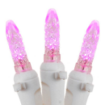 Pink LED Icicle Lights on White Wire 150 Bulbs