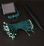 Warm White LED Solar Powered Lights 100 Light String Green Wire