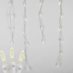 Warm White LED Icicle Lights on White Wire 150 Bulbs
