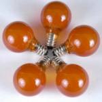 25 G30 Globe Light String Set with Orange Satin Bulbs on Green Wire