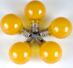 25 G30 Globe Light String Set with Yellow/Gold Satin Bulbs on Green Wire