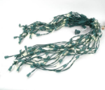 Warm White LED Icicle Lights on Green Wire 150 Bulbs