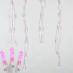 Pink LED Icicle Lights on White Wire 150 Bulbs
