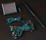 Pure White LED Solar Powered Lights 50 Light String Green Wire