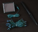 Blue LED Solar Powered Lights 50 Light String Green Wire