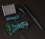 Green LED Solar Powered Lights 50 Light String Green Wire