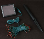 Red LED Solar Powered Lights 50 Light String Green Wire