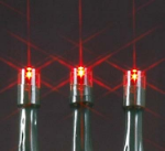 Red LED Solar Powered Lights 50 Light String Green Wire