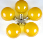 25 G50 Globe Light String Set with Yellow (gold) Bulbs on Green Wire 