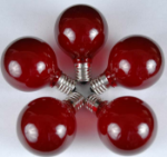 25 G50 Globe Light String Set with Red Bulbs on White Wire