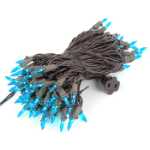 Teal Christmas Mini Lights 100 Light 50 Feet Long on Brown Wire
