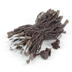 Frosted Christmas Mini Lights 100 Light 50 Feet Long on Brown Wire