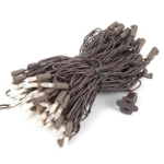 Frosted Christmas Mini Lights 100 Light 50 Feet Long on Brown Wire