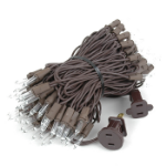 Clear Christmas Brown Wire Mini Lights 100 Light 34 Feet Long