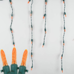 Orange (amber) LED Icicle Lights on Green Wire 150 Bulbs