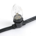 25' Black Commercial Grade Stringer 25 Candelabra (e12) Base Sockets