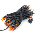 Frosted Orange Mini Lights 100 Light 50 Feet Long on Black Wire