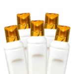 50 LED Battery Operated Lights Amber on White Wire