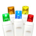 50 LED Battery Operated Lights Multi on White Wire