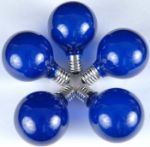 100 G50 Globe Light String Set with Blue Bulbs on Black Wire