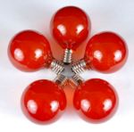 100 G50 Globe Light String Set with Orange Bulbs on Black Wire