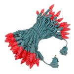 Red 100 LED C6 Strawberry Mini Lights Commercial Grade Green Wire