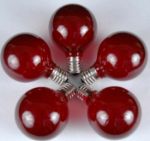 25 G50 Globe Light String Set with Red Bulbs on Black Wire