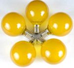 25 G50 Globe Light String Set with Yellow Bulbs on Black Wire