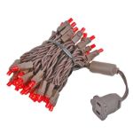 50 LED Red LED Christmas Lights 11' Long on Brown Wire