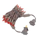50 LED Red LED Christmas Lights 11' Long on Brown Wire