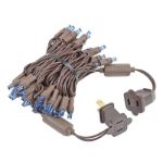 50 LED Blue LED Christmas Lights 11' Long on Brown Wire