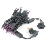 50 LED Purple LED Christmas Lights 11' Long on Black Wire