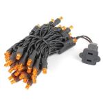 50 LED Amber LED Christmas Lights 11' Long on Black Wire