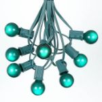 25 G30 Globe Light String Set with Green Satin Bulbs on Green Wire