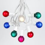 25 G30 Globe Light String Set with Multi Satin Bulbs on White Wire
