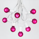 25 G30 Globe Light String Set with Purple Satin Bulbs on White Wire