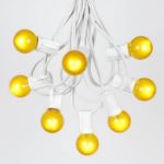 25 G30 Globe Light String Set with Yellow/Gold Satin Bulbs on White Wire