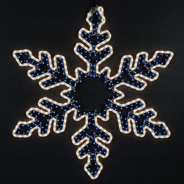 36" Bi-Color Rope Light Snowflake-Frosted White & Blue