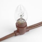 100' Brown Commercial Grade Stringer 100 Candelabra (e12) Base Sockets