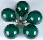 25 G40 Globe String Light Set with Green Satin Bulbs on White Wire