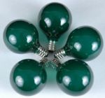 25 G40 Globe String Light Set with Green Satin Bulbs on Brown Wire