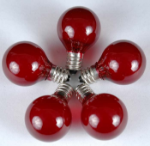 25 G30 Globe Light String Set with Red Satin Bulbs on Brown Wire