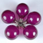 25 G40 Globe String Light Set with Purple Satin Bulbs on Brown Wire