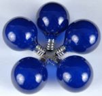 25 G40 Globe String Light Set with Blue Satin Bulbs on Black Wire