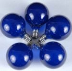 100 G40 Globe String Light Set with Blue Bulbs on Brown Wire