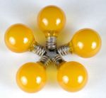 100 G30 Globe String Light Set with Yellow Satin Bulbs on White Wire