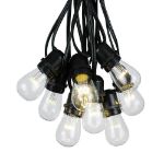 50 LED S14 Warm White Commercial Grade Light String Set on 100' of Black Wire 