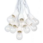 50 Clear S14 Commercial Grade Light String Set on 100' of White Wire 